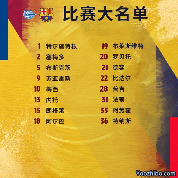 <a href=/zuqiu_zbo/barcelona/ target=_blank class=infotextkey>巴萨</a>收官战vs阿拉维斯大名单