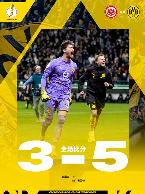 德国杯:<a href=/zuqiu_zbo/dortmund/ target=_blank class=infotextkey>多特蒙德</a>5-3法兰克福 布兰特破门 堂安律失点