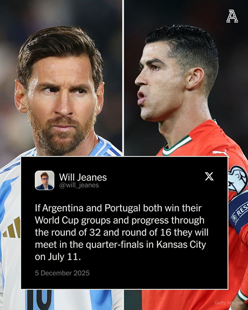 阿根廷葡萄牙若小组头名出线，<a href=/mingren/zuqiu_zbo/119.html target=_blank class=infotextkey>梅西</a>C罗1/4决赛将提前相遇